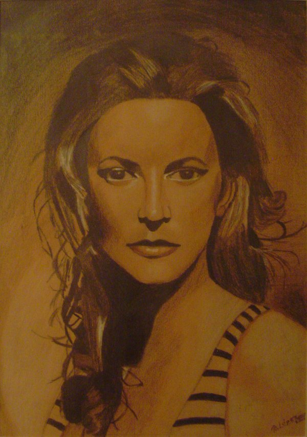 Grafito, sanguina y blanco sobre papel color &raquo; 50 x 35 cm