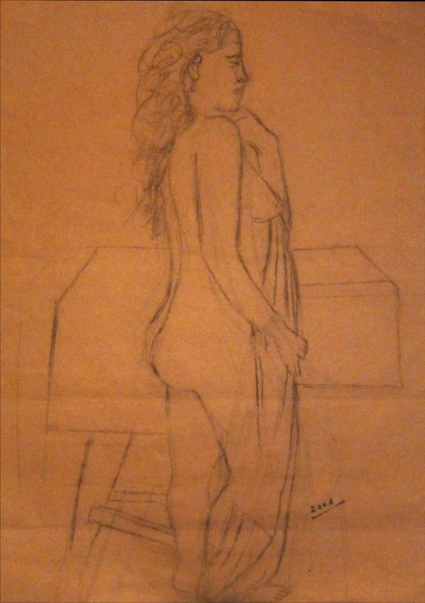 Carbonilla sobre papel misionero (boceto con modelo vivo) &raquo; 55 x 40 cm