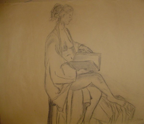 Carbonilla sobre papel misionero (boceto con modelo vivo) &raquo; 45 x 55 cm