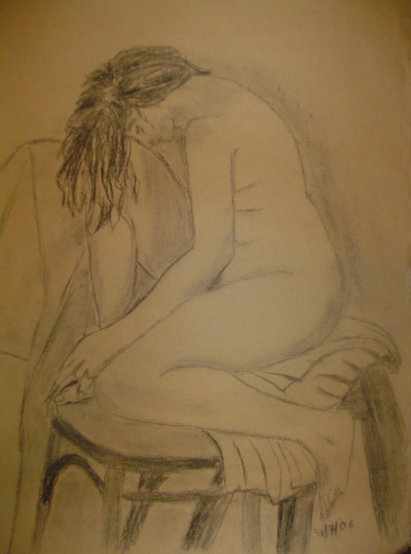 Carbonilla sobre papel misionero (boceto con modelo vivo) &raquo; 55 x 45 cm
