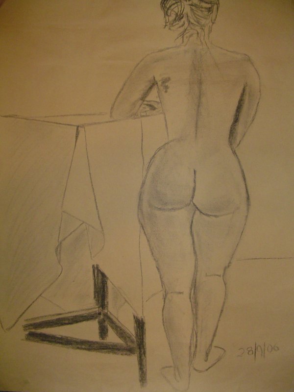 Carbonilla sobre papel misionero (boceto con modelo vivo) &raquo; 55 x 40 cm