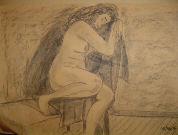 Carbonilla sobre papel misionero (boceto con modelo vivo) &raquo; 40 x 55 cm