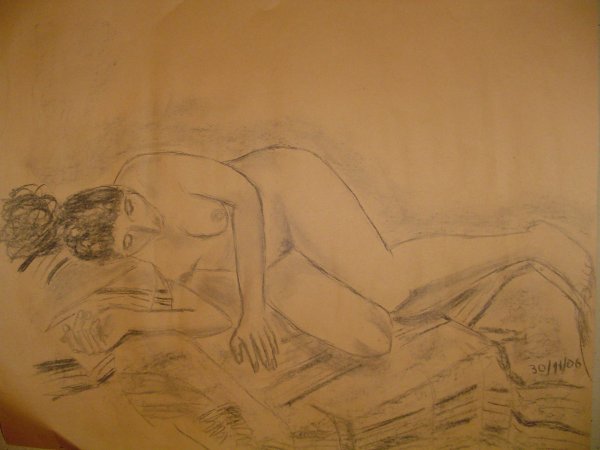 Carbonilla sobre papel misionero (boceto con modelo vivo) &raquo; 50 x 60 cm